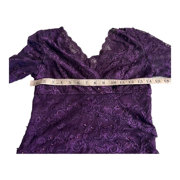 Cache Purple Sequin Lace V-Neckline Fitted Special Occasion Dress Womens Size 2 - Picture 8 of 15